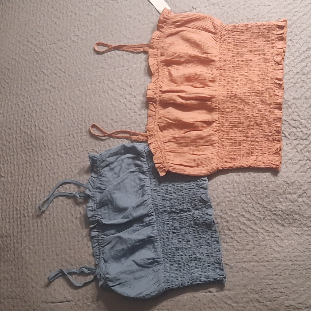 Love Tree Smocked Crop Tops